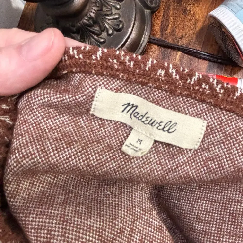 Madewell Jacquard Puff-Sleeve Crop Top Dark Merlot Size M